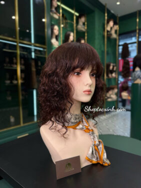 TÓC NGẮN XOĂN NGANG VAI KẾT HỢP NHUỘM LÀM BẰNG TÓC THẬT